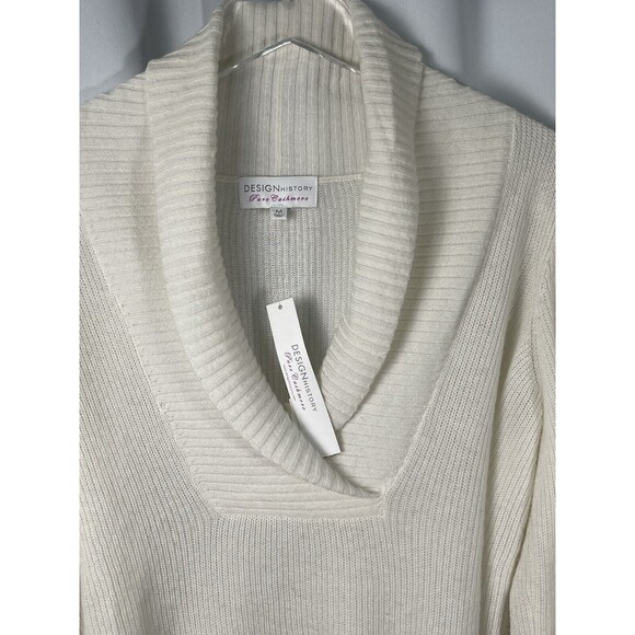 Design History Shawl Collar Cashmere Sweater In Winter White Sz M New - Picture 5 of 9